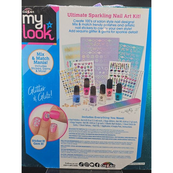 Cra-Z-Art My Look Jewel Tints Nail Designer Kit Glitter Stickers & Accessories - Picture 4 of 4